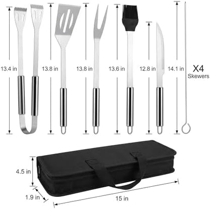 9-Piece BBQ Grill Tool Set, Stainless Steel with Storage Bag