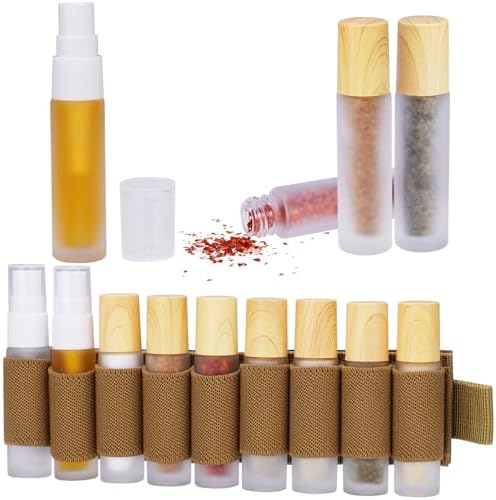NiHome Camping Spice Kit 9pc Glass Jars Spray Bottles Leakproof Travel