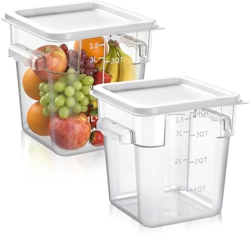 FoldTier 2 Pcs Square Food Storage Containers, White, 4 Qt