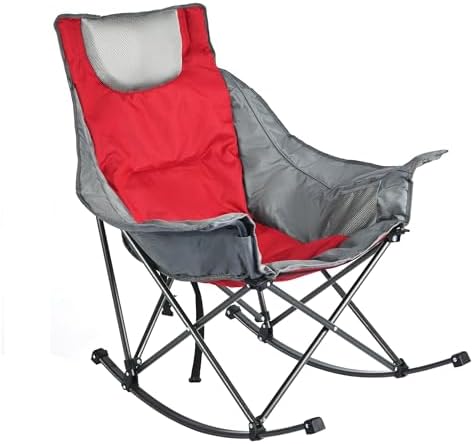 SUNNYFEEL Oversized Folding Rocking Camping Chair for Adults, 500lbs Red