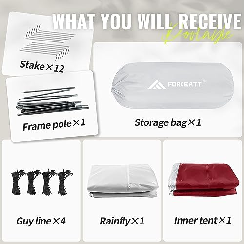 Forceatt Tent for 2 and 3 Person is Waterproof and Windproof, Camping Tent for 3 to 4 Seasons,Lightweight Aluminum Pole Backpacking Tent Can be Set Up Quickly,Great for Hiking