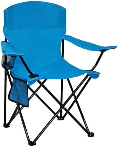 Folding Camping Chair with Cup Holder & Side Storage Bag 300lbs Capacity Lightweight High Back Portable for Beach, Picnic, Sport, Blue