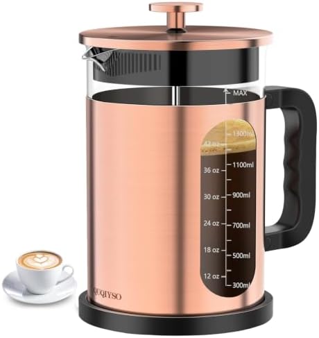 QUQIYSO French Press Coffee Maker 51oz, Stainless Steel Large French Press