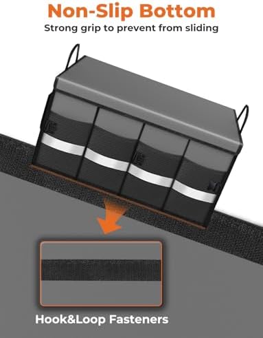 Oasser Car Trunk Organizer with Foldable Soft Lid, 55L 3 Compartments Grey