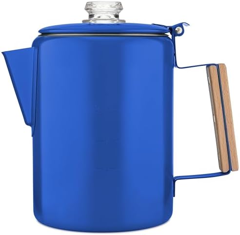COLETTI Bozeman Color Series Percolator Coffee Pot — Camping Coffee Makers — Camping’s Favorite Percolator – NO Aluminum or Plastic (Blue, 9 Cup)
