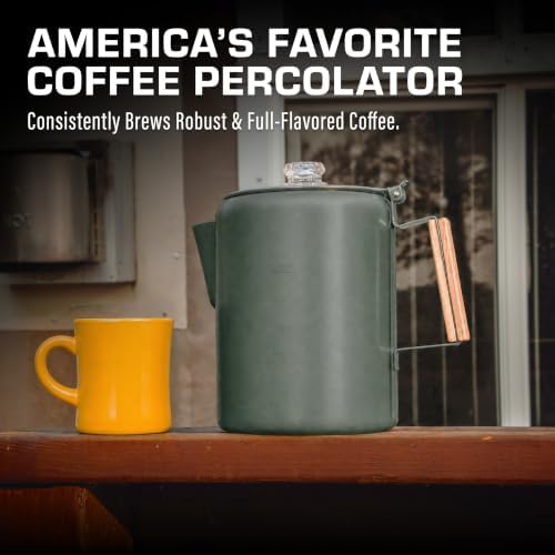 COLETTI Bozeman Color Series Percolator Coffee Pot — Camping Coffee Makers — Camping’s Favorite Percolator – NO Aluminum or Plastic (Camp Green, 12 Cup)