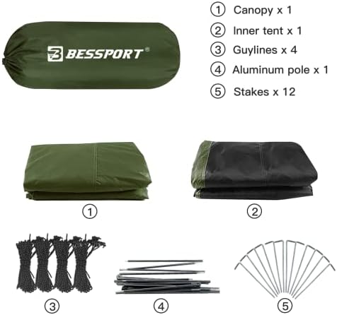 Bessport Camping Tent for 2-3 Person, Lightweight Backpacking Tent Waterproof Windproof Two Doors Easy Setup Double Layer Outdoor Tents for 3 to 4 Seasons, Suitable for Outdoor,Hiking,Camping