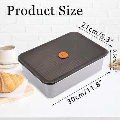 BSTKEY Pizza Dough Proofing Box, Pack of 2 Stainless Steel Stackable Food Storage Box Container with Leak Proof & Airtight Lid, 11.8 x 8.3Inch Large Capacity Household Pizza Dough Container