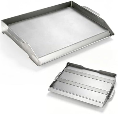 Upgraded 19"x13" Oil-Seasoned Cast Iron Griddle, 2.56" High Sidewalls, Portable Nonstick Flat Top with Dual Handles, Universal for Gas Grill & Camping Stove