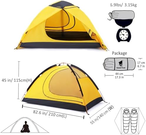 GEERTOP 2 Person Backpacking Tent, Lightweight Waterproof 4-Season Tent