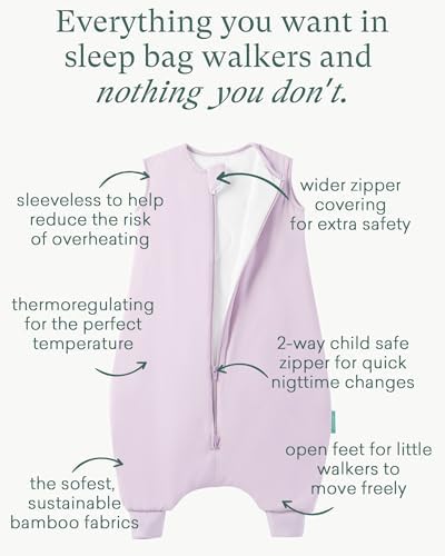 PurComfy Bamboo Viscose Toddler Sleep Sack with Feet, 12-18-24-2t-4t-5t
