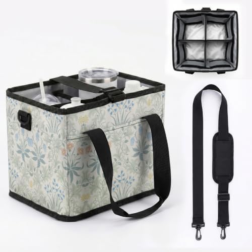 Reusable 4-Cup Drink Carrier-Leakproof Bag with Adjustable Divider
