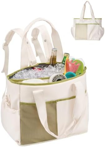 Odoland 2-in-1 Beach Cooler Bag-24 Can + 13L Dry Storage 12H Insulated