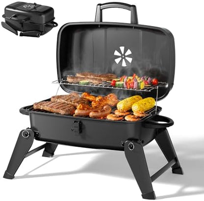 MASTER COOK Portable Charcoal Grill, Foldable Lightweight BBQ Grill with 330 sq.in. Cooking Area and Adjustable Air Vent Outdoor RV, Hiking, Camping, Patio, Tailgating