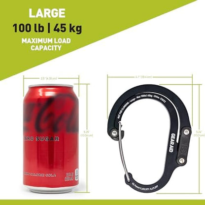 GEAR AID HEROCLIP (Large) Carabiner Gear Clip and Hook for Hanging Heavy Duty Items, Camping Backpacks, Suitcases, Kayaks, Bicycles and More