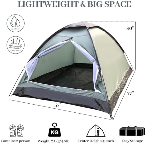 XL Camping Tent 1/2 Person Small Tents Lightweight Waterproof Adult