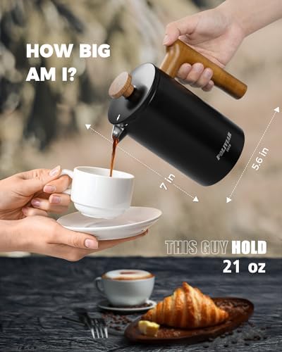 POLIVIAR French Press Coffee Maker, 21oz, Black