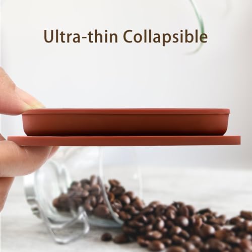 Collapsible Paperless Pour Over Coffee Dripper with Reusable Stainless Steel Coffee Filter, Single Cup Travel Pour Over Coffee Maker Camping, Portable Silicone Drip Coffee Maker Pour Over Brown