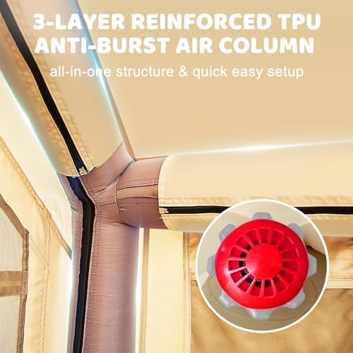Inflatable Tents for Camping, Large Blow Up Tent with Hand Pump, Easy Setup InflatableTent 4 Season Tent, Waterproof Oxford Air Glamping Tents for Camping Adult 4/6/8/10/12 Person