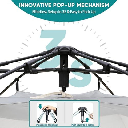 Chihee Camping Tents Pop up Easy Setup 2-Person Instant Tent Outdoor Shelter Stand-up Tent Square Family Cabin with Mesh Windows External Rainfly Carry Bag Portable Spacious Ventilation Beach Travel