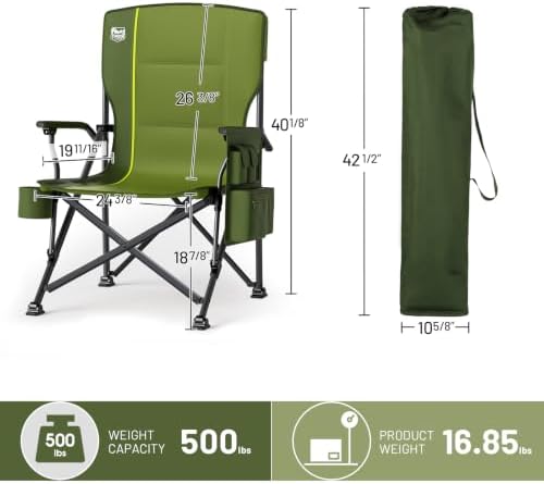TIMBER RIDGE Oversized Folding Camping Chair High Back 500lbs