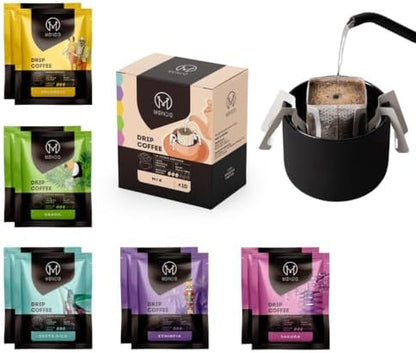 Mondo Drip Coffee Mix (10-Pack Variety), Single Serve Pour Over Filter Bags, Pre-Filled 100% Arabica, Medium Roast