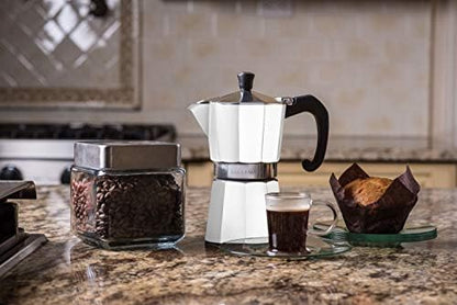 Bellemain Stovetop Espresso Maker, Italian Moka Pot, 9-Cup White