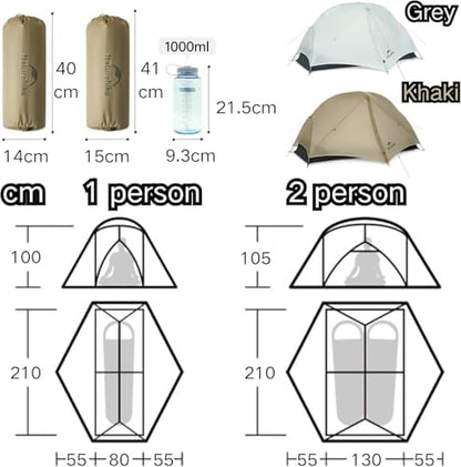 Naturehike Mongar 2 Person Ultralight Backpacking Tent for Camping
