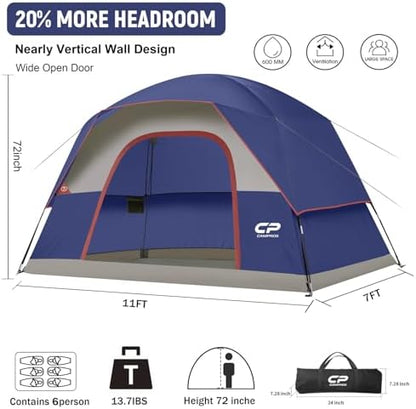 CAMPROS CP Tents for Camping 2/4/6 Person, Waterproof Windproof Dome Tent
