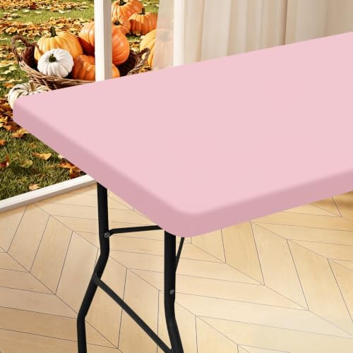 homing Rectangle Table Cloth Cover 8 Foot Pink Elastic Fitted Tablecloth