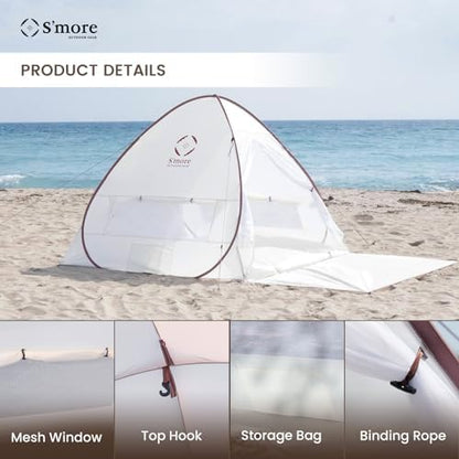 S'More 1/2 Person Beach Tent, Lightweight & Easy Set Up Pop up Tent, UFP 30+ Quick Portable Sun Shade Shelter for Beach,Picnic, Backyard, Festival