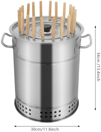 Large Portable Charcoal Grills, 2 in 1 Vertical Smoker, 360° Smokeless Stainless Steel BBQ Grill Barrel for Outdoor Barbecue, Camping, And Backyard Cooking (Mini-20 Skewers)