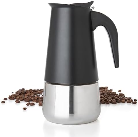 Mixpresso 9 Cup Greca Moka Pot, Stainless Steel Stovetop Espresso Maker