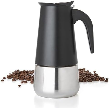 Mixpresso 9 Cup Greca Moka Pot, Stainless Steel Stovetop Espresso Maker