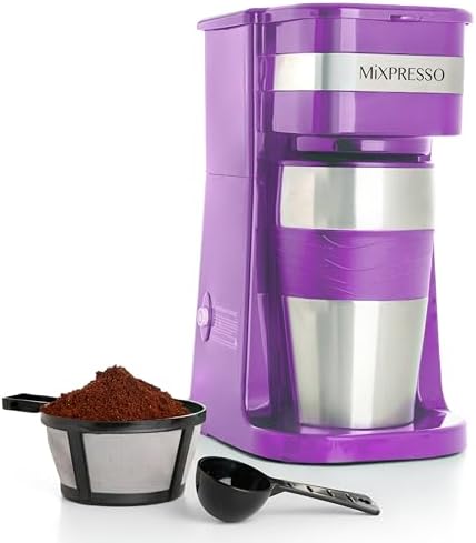 Mixpresso Single Serve & Single Cup Coffee Maker with 14oz Travel Mug