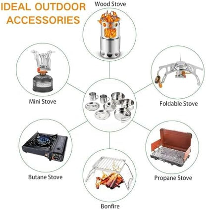 BeGrit Stainless Steel Camping Cookware Pot and Pan Set for Backpacking