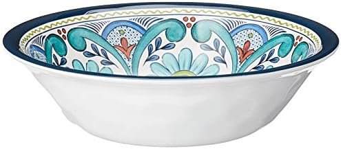 Talavera Melamine 12-Piece Dinnerware Set – Multicolored Plates and Bowls for 4, Spanish Tile-Inspired, Durable, Lightweight, Shatterproof, Dishwasher Safe, Indoor Outdoor Tableware