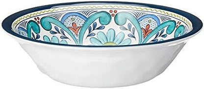 Talavera Melamine 12-Piece Dinnerware Set – Multicolored Plates and Bowls for 4, Spanish Tile-Inspired, Durable, Lightweight, Shatterproof, Dishwasher Safe, Indoor Outdoor Tableware