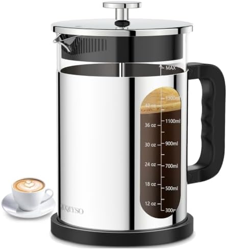 QUQIYSO French Press Coffee Maker 51oz, Stainless Steel Large French Press
