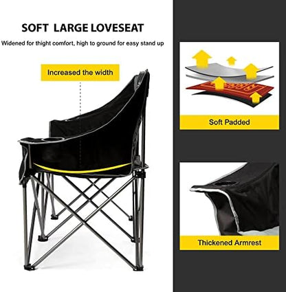 FAIR WIND Oversized Fully Padded Camping Double Chair Folding Loveseat