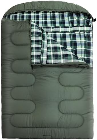 0 Degree Double Sleeping Bag for Adults Queen Size 2 Person Sleeping Bag for Cold Weather with Compression Sack for Car Camping, Hunting and Tent Camp