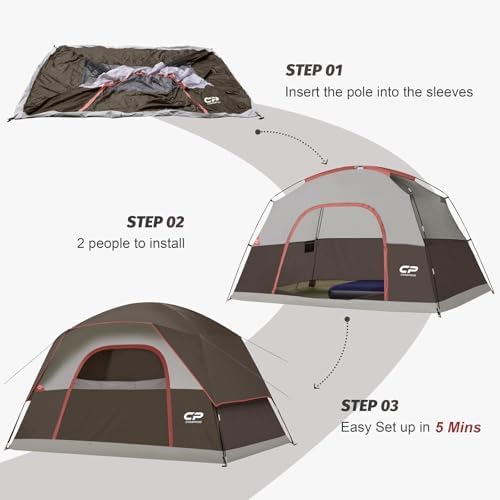 CAMPROS CP Tents for Camping 2/4/6 Person, Waterproof Windproof Dome Tent