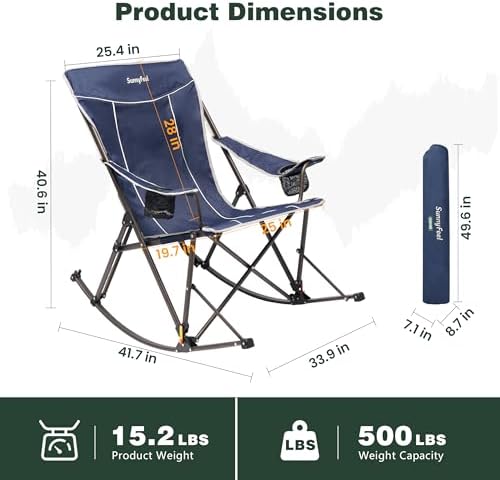 SUNNYFEEL 2 Pack Oversized Folding Rocking Camping Chair 500lbs