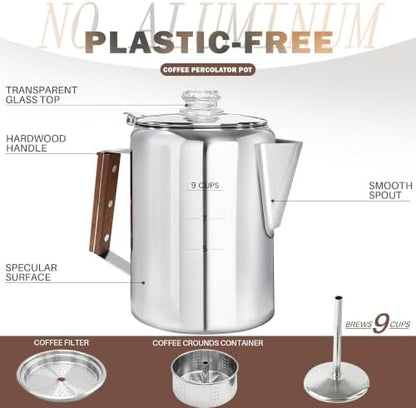 9 Cup Stainless Steel Coffee Percolator