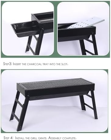 Portable Folding Charcoal Grill, Stainless Steel BBQ Grill for Camping