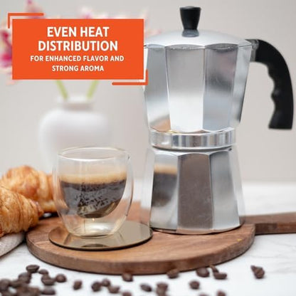 IMUSA 12 Cup Cast Aluminum Stovetop Coffee Maker with Cool-touch Handle
