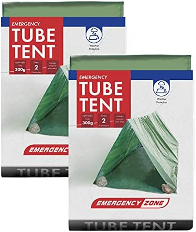 Emergency Zone Reflective & Green Survival 2 Person Tube Tents. Available in 1, 2, 3, 48 Packs. (Green, 2)