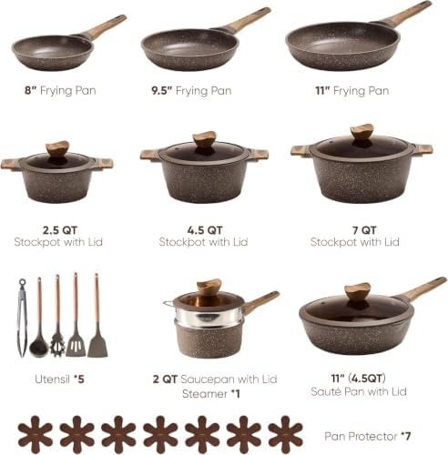CAROTE 26pcs Pots and Pans Set, Nonstick Cookware Sets