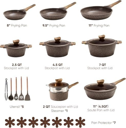 CAROTE 26pcs Pots and Pans Set, Nonstick Cookware Sets