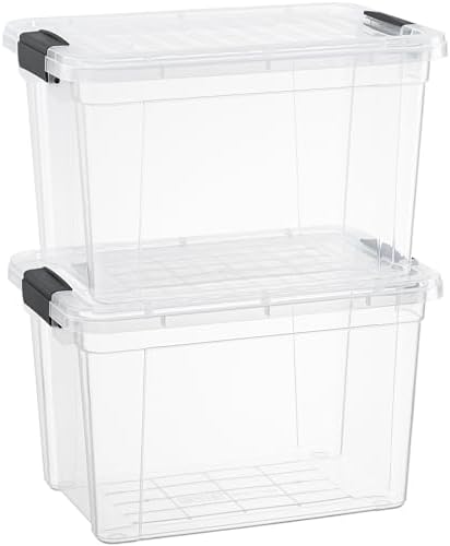 Superio 8.7 Quart Clear Plastic Storage Boxes with Lids, Stackable Organizer Containers, BPA-Free Storage Bins for Home, Office, School & Dorm, 2 Pack